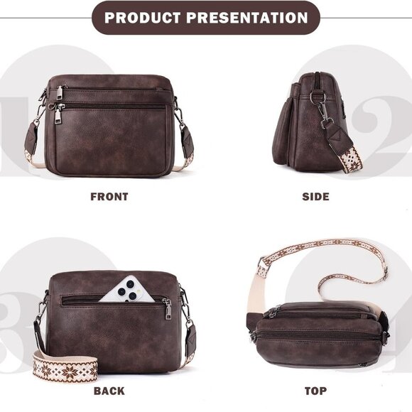 Crossbody Purses for Women Trendy,Vegan Leather Crossbody Bags,Cell Phone Camera - Picture 3 of 6